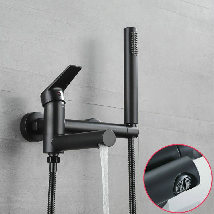 Lisslune | Lever Handle Bathtub Faucet Wall Mount Shower Hose Swivel Spout Bathtub Filling with Hand Shower