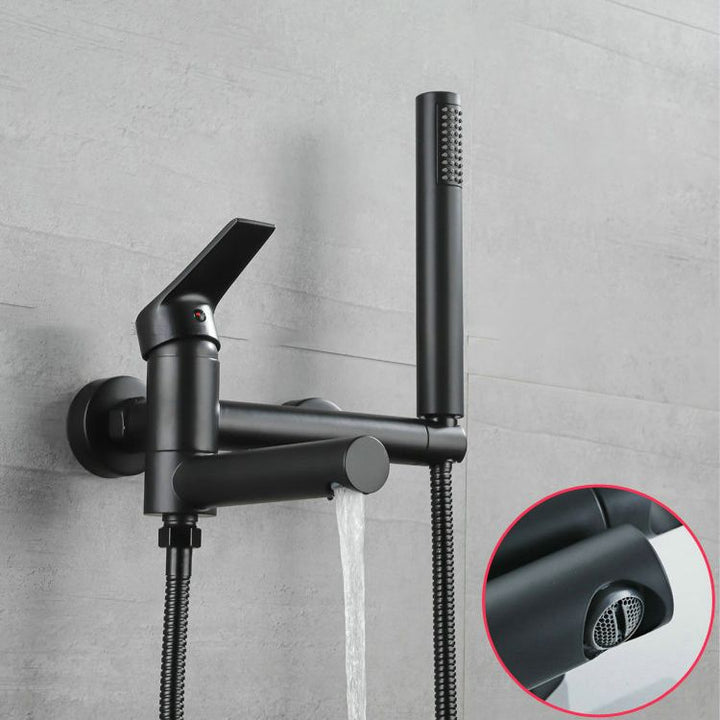 Lisslune | Lever Handle Bathtub Faucet Wall Mount Shower Hose Swivel Spout Bathtub Filling with Hand Shower