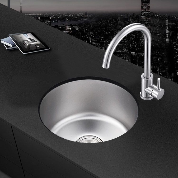 Lisslune | Round Stainless Steel Sink Built-in Sink with Basket Strainer