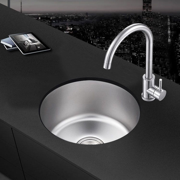 Lisslune | Round Stainless Steel Sink Built-in Sink with Basket Strainer