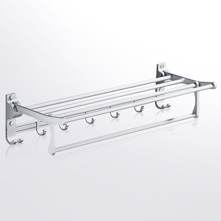 Lisslune | Contemporary silver metal bathroom accessory set with towel rack