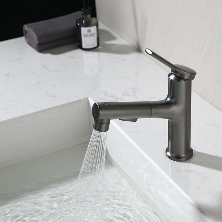 Lisslune | Modern Basin Faucet Copper Single Handle Low Arc Basin Faucet for Bathroom
