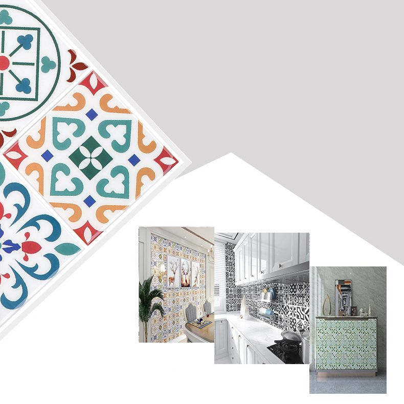 Lisslune | Square Print Plastic Peel & Stick Tile Field Tile for Backsplash