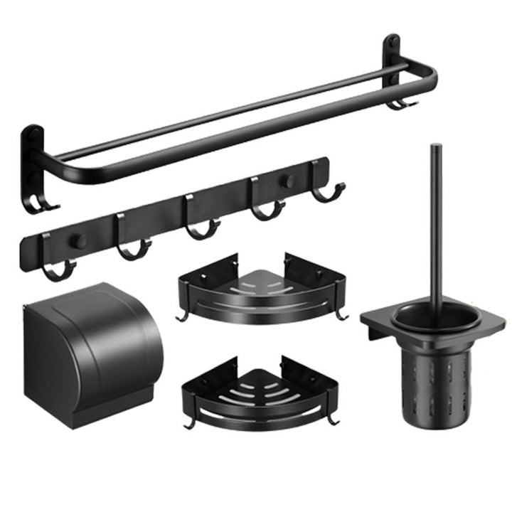 Lisslune | Modern Black Bathroom Accessory Set Tissue Holder Towel Bar Bathroom Fittings Set