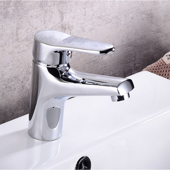 Lisslune | Modern Brass Bathroom Sink Faucet Round Lever Handles Sink Faucet