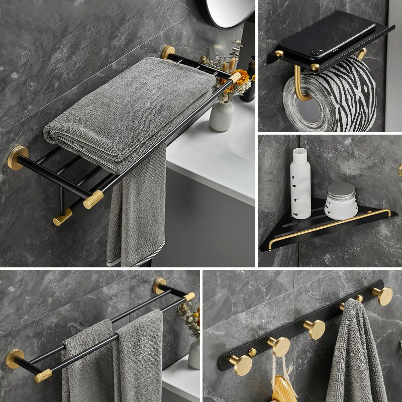 Lisslune | 5-piece modern bathroom accessory set made of black brass bathroom hardware