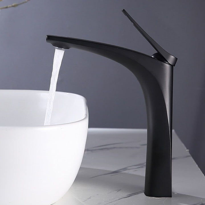 Lisslune | Modern Vessel Faucet Brass Lever Handles Low Arc with Water Hose Bathroom Vessel Faucet