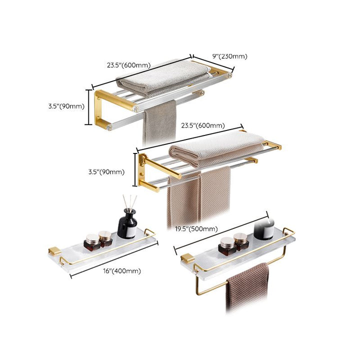 Lisslune | Bathroom Accessories Set in Gold Metal and Acrylic Bathroom Accessories Set