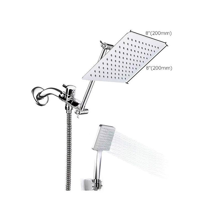 Lisslune | Contemporary Pull Down Dual Shower Head Square High Arc Shower Head Combo in Chrome