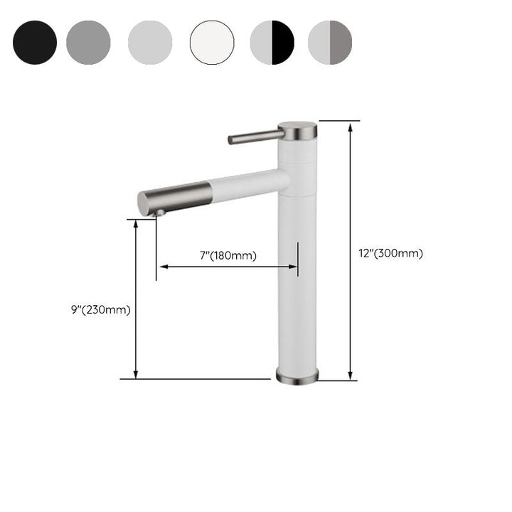 Lisslune | Modern Vessel Sink Faucet Stainless Steel Single Handle Low Arc Pull Down Vessel Faucet