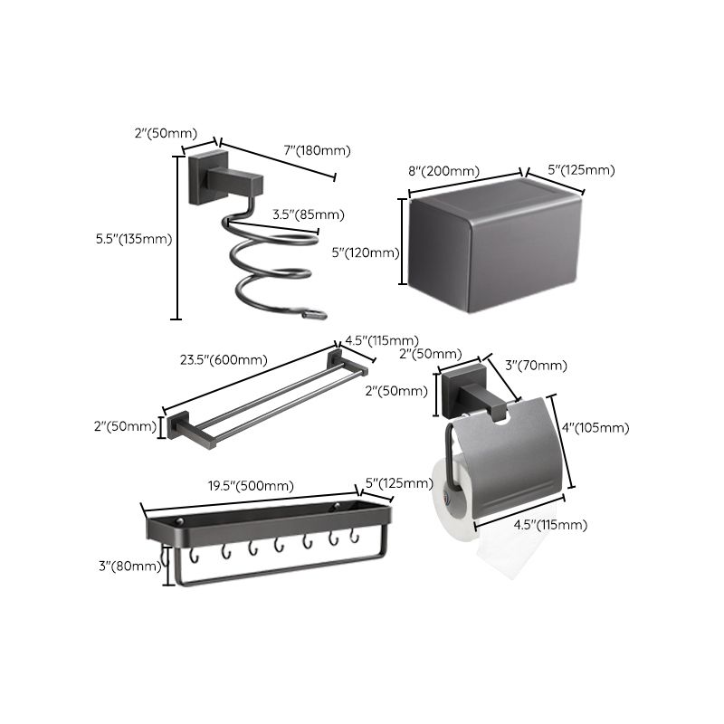 Lisslune | Contemporary bathroom accessories single piece or in a set made of gray metal
