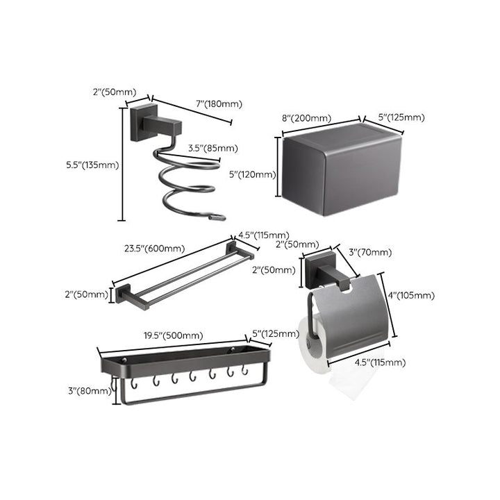 Lisslune | Contemporary bathroom accessories single piece or in a set made of gray metal