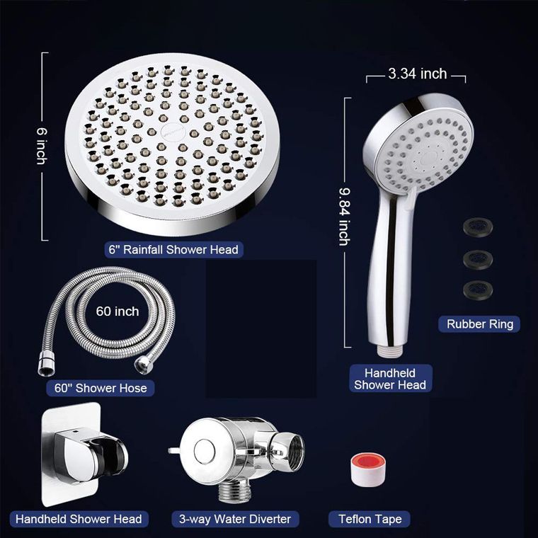 Lisslune | Modern Dual Shower Head Square High Arc Shower Head Combination in Silver