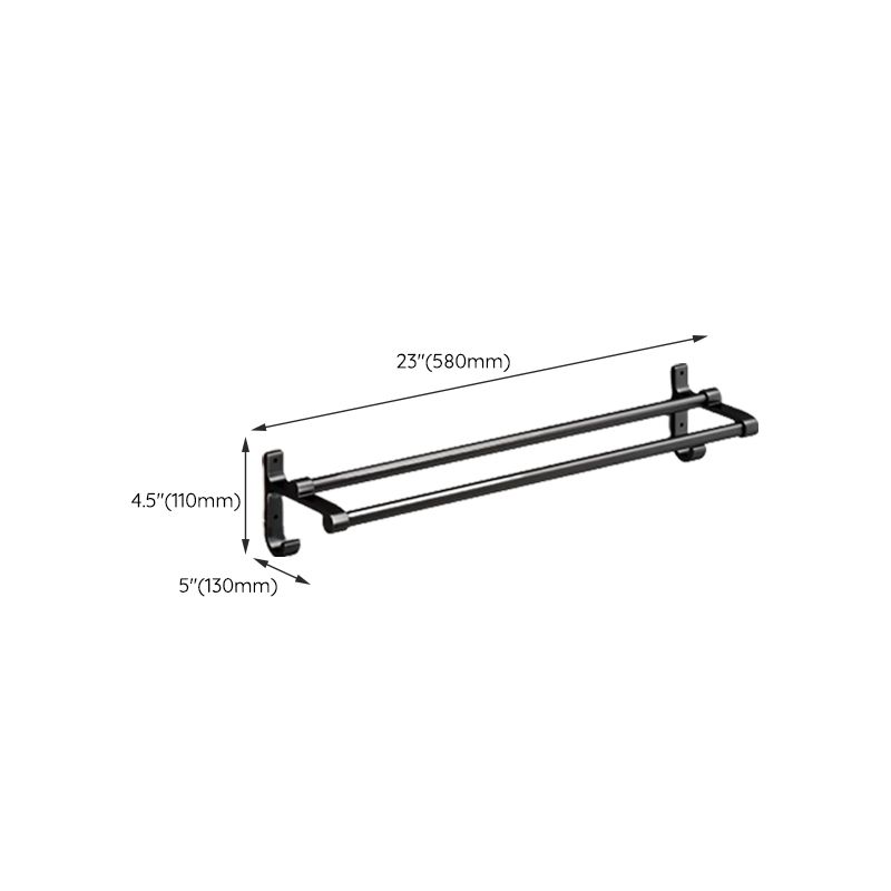 Lisslune | Classic Bathroom Accessories Set in Aluminum Black Finish Bathrobe Hook / Towel Bar