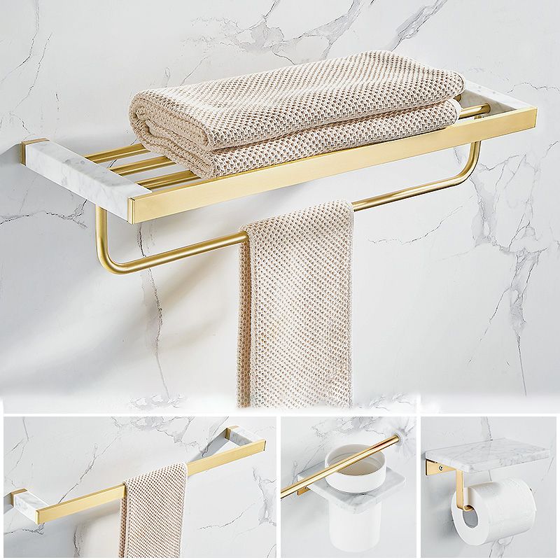 Lisslune | Metal and Marble Bathroom Accessory Individually or in Set in Gold