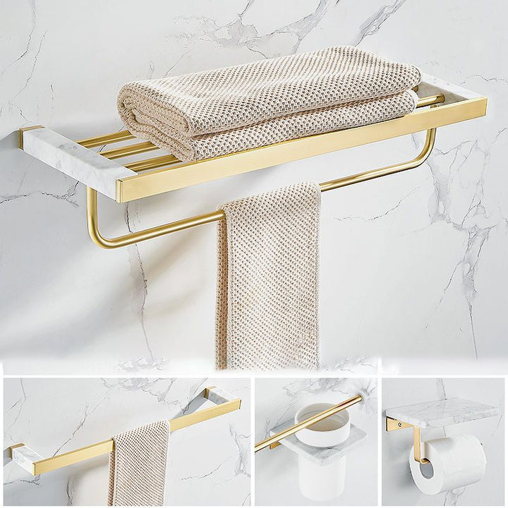 Lisslune | Metal and Marble Bathroom Accessory Individually or in Set in Gold