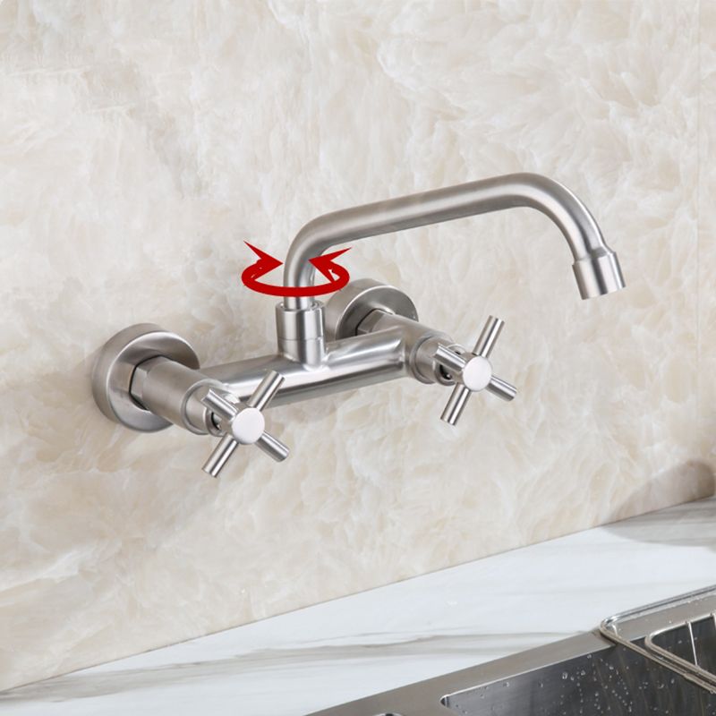 Lisslune | Round 2-Handle Bathroom Faucet Single Hole Wall Mounted Bathroom Faucet