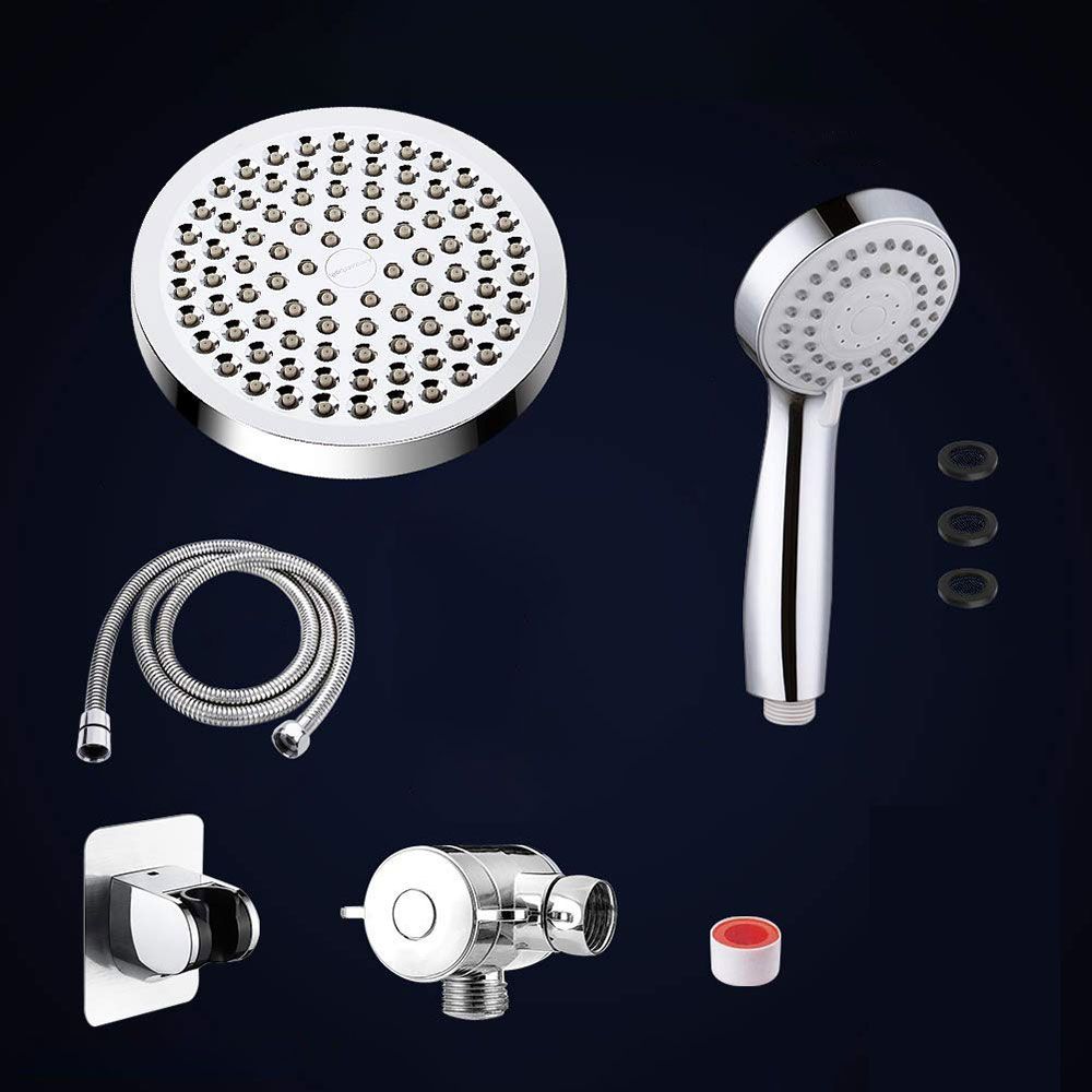 Lisslune | Modern Standard Shower Set Double Round Metal Adjustable Spray Pattern Shower Head