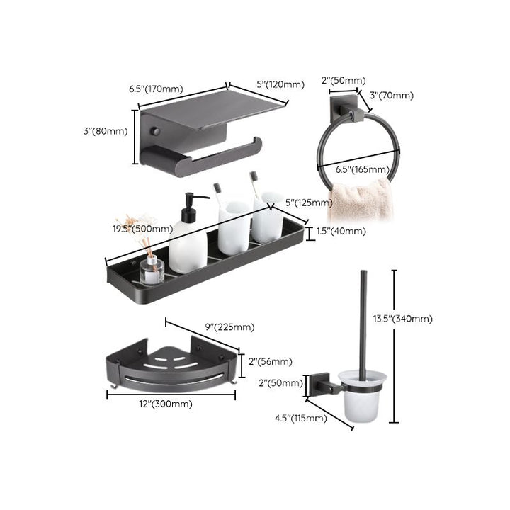 Lisslune | Contemporary bathroom accessories single piece or in a set made of gray metal