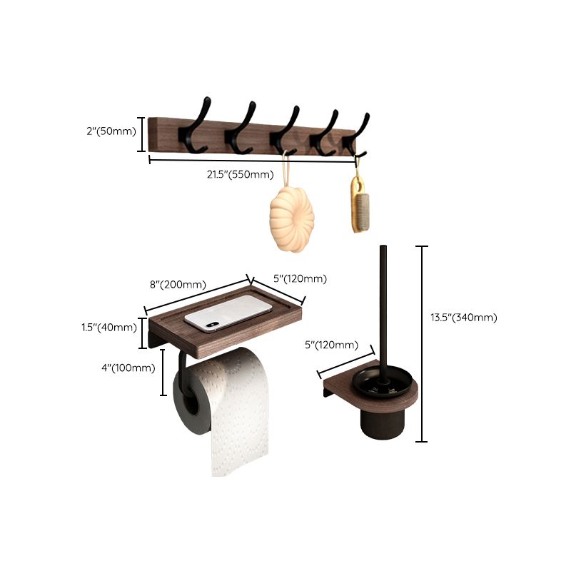 Lisslune | 7-piece bathroom accessory set metal bath set with wood accents