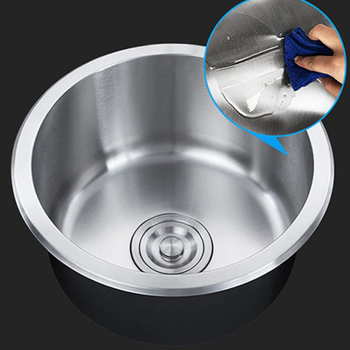 Lisslune | Contemporary Single Basin Kitchen Sink Round Stainless Steel Sink with Drain Strainer Set
