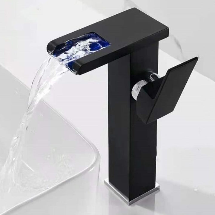 Lisslune | Single-Handle Sink Faucet 1-Hole Widely Used Bathroom Sink Faucet with LED Lighting