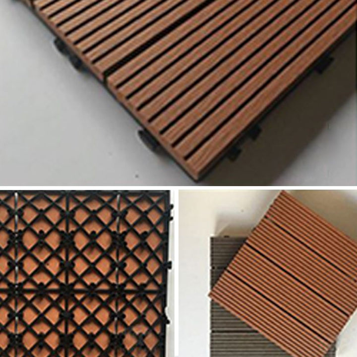 Lisslune | Contemporary Engineered Floor Tile Wire-Brushed Click-Lock Wood Floor for Patio Garden