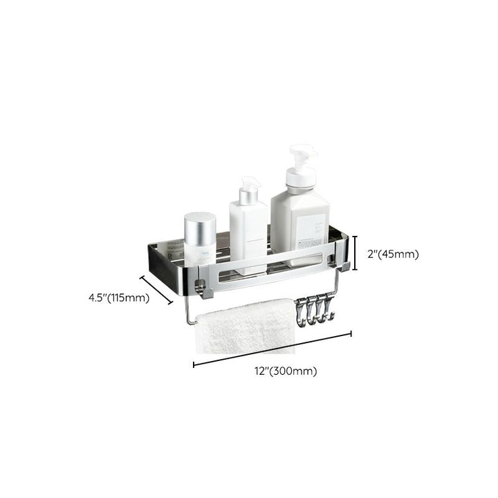 Lisslune | Modern Bathroom Hardware Set Silver Bath Shelf Bath Hardware Set