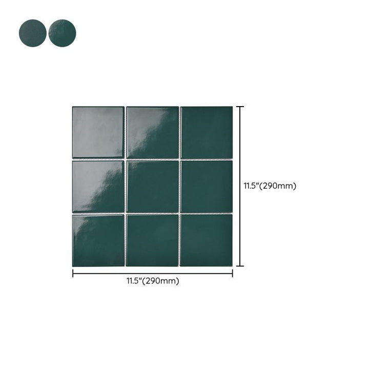 Lisslune | Square Mosaic Peel & Stick Tile in Green Water-resistant Mosaic Tile