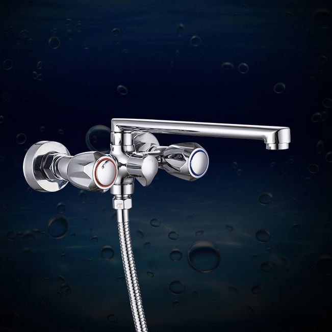 Lisslune | Contemporary Bathtub Faucet Trim Chrome Wall-Mounted Swivel Spout with Hand Shower