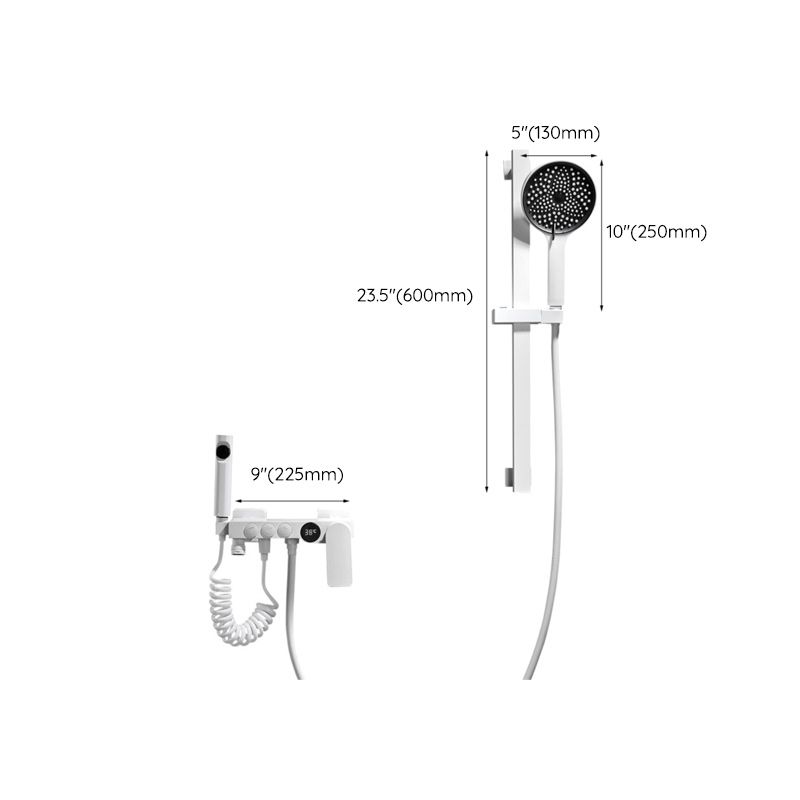 Lisslune | Round Shower Set White Wall Mounted Hand Shower Lever Handle Shower Hose Swiveling Shower Set