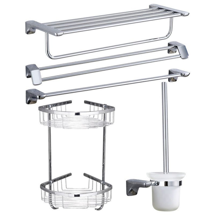 Lisslune | Modern Bathroom Hardware Paper Holder Bathroom Shelf Silver Bathroom Accessory Set