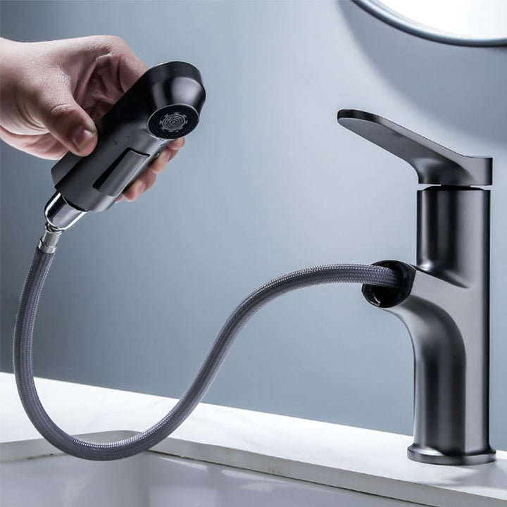 Lisslune | Vessel Sink Faucet Modern Pull-Out Bathroom Faucet with One Lever Handle
