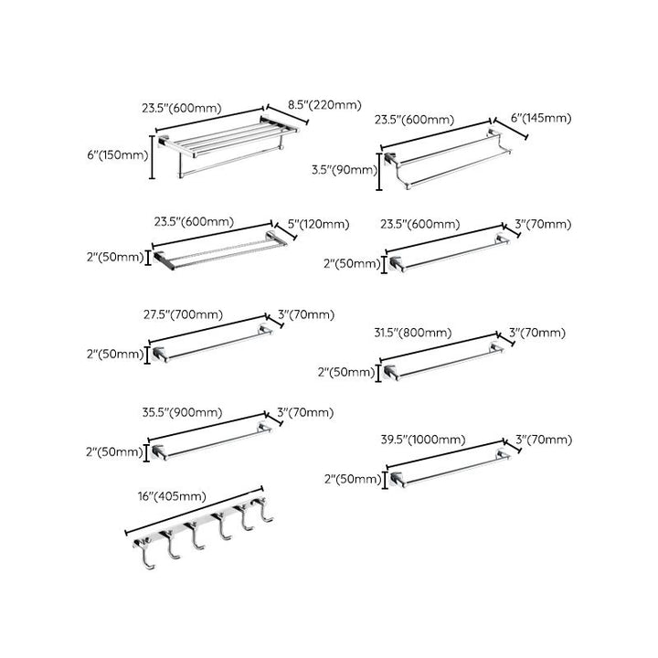 Lisslune | Polished Chrome Modernism Bathroom Accessory Set Bath Shelf / Towel Bar / Bathrobe Hook Included
