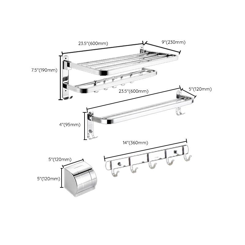 Lisslune | Modern Bathroom Accessory Set Silver Metal Bathroom Accessory