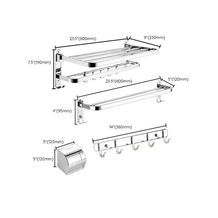 Lisslune | Modern Bathroom Accessory Set Silver Metal Bathroom Accessory