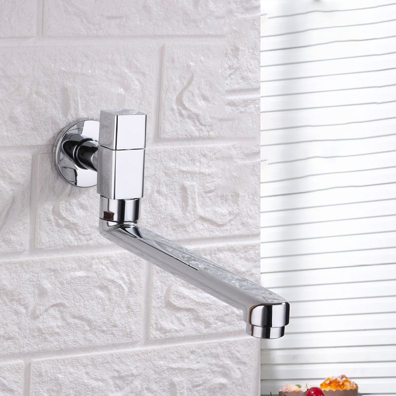 Lisslune | Contemporary Wall Mounted Bathroom Faucet Knob Handle Low Arc Swivel Solid Brass Faucet