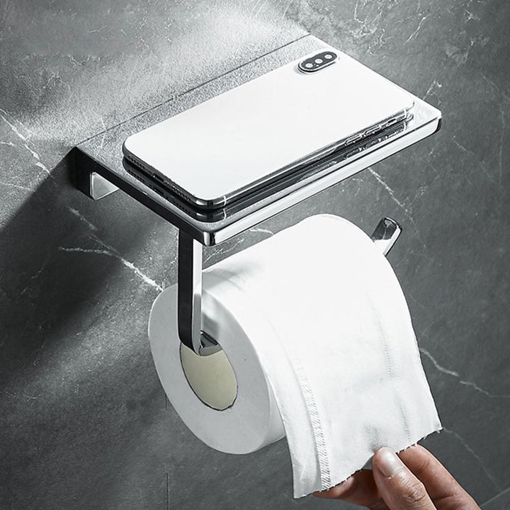 Lisslune | Contemporary 2-piece Bathroom Set in Polished Chrome Stainless Steel Toilet Paper Holder