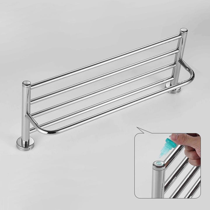 Lisslune | Polished Chrome 5-piece modern bathroom accessory set with bathroom shelf