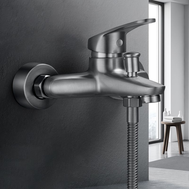 Lisslune | Bathtub filler wall mount hand shower single lever handle 2 holes low arc bathtub faucet with hose