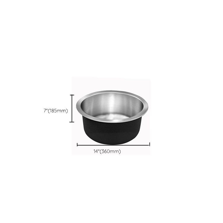 Lisslune | Contemporary Single Basin Kitchen Sink Round Stainless Steel Sink with Drain Strainer Set