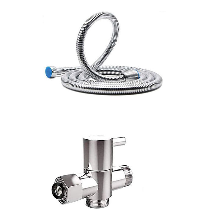 Lisslune | Round Dual Shower Head Stainless Steel 5 Spray Patterns Wall Mounted Shower Head