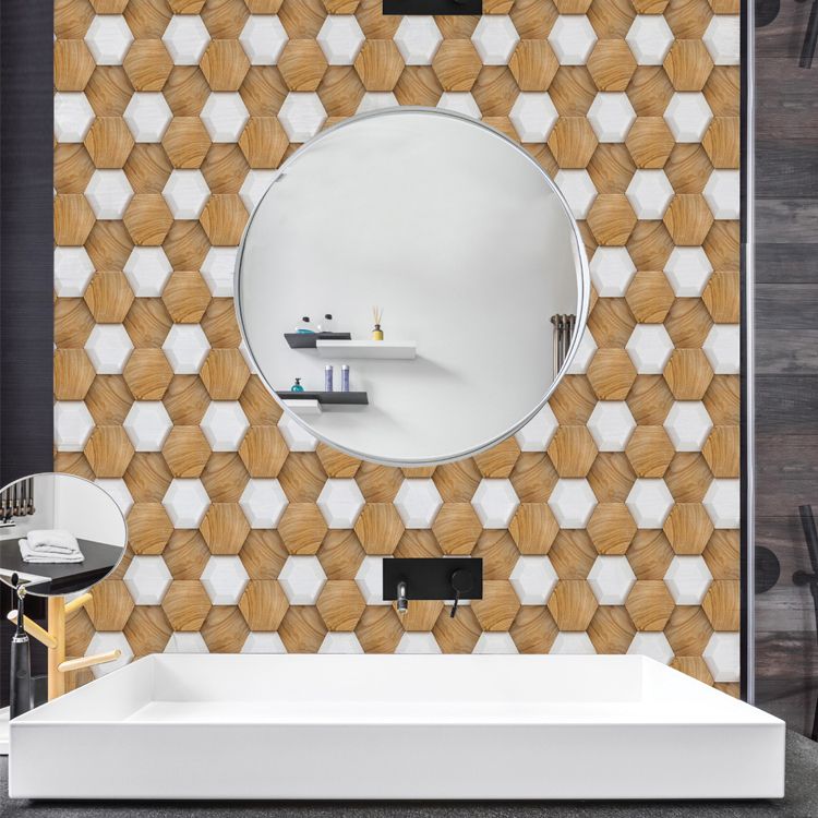 Lisslune | Hexagonal Tile - Peel & Stick Plastic Stain Resistant Peel and Stick Mosaic Tile 5-Pack