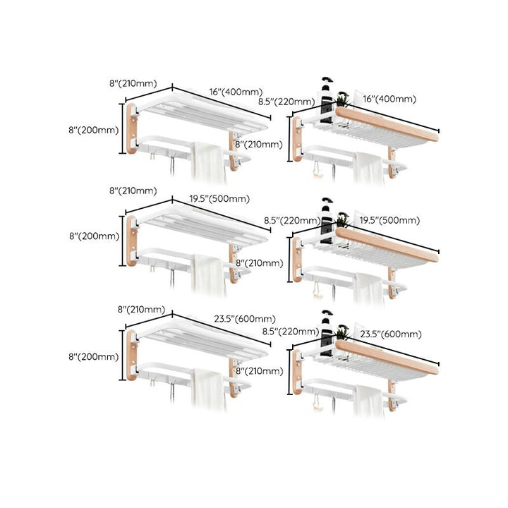 Lisslune | White 7-piece bathroom accessory set wood and metal bath set
