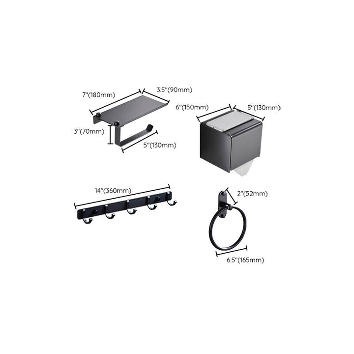 Lisslune | Modern Bathroom Accessories Set Black Towel Bar Paper Holder Bathroom Accessories Kit
