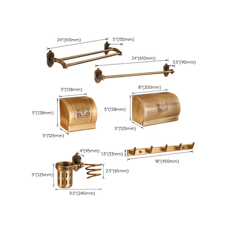Lisslune | Brass Accessories Hardware Set Traditional Bathroom Accessories Hardware Set