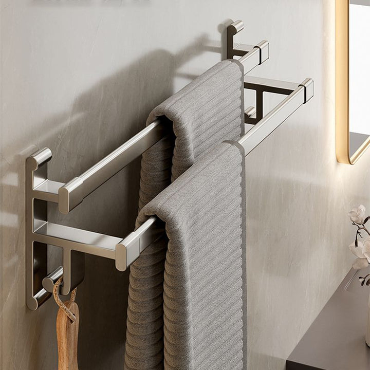 Lisslune | Gray Bathroom Accessory Set Contemporary Style Aluminum Towel Bar