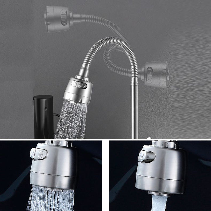 Lisslune | Modern Bridge Water Faucet 304 Stainless Steel Knob Handle Swivel Spout Wall Mounted Faucet