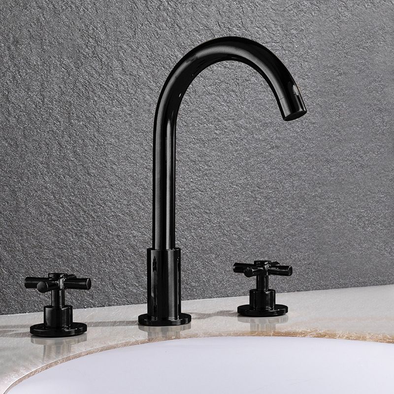 Lisslune | Goose Neck Bathroom Sink Faucet 2 Handles Hot and Cold Water Sink Faucet with Drain