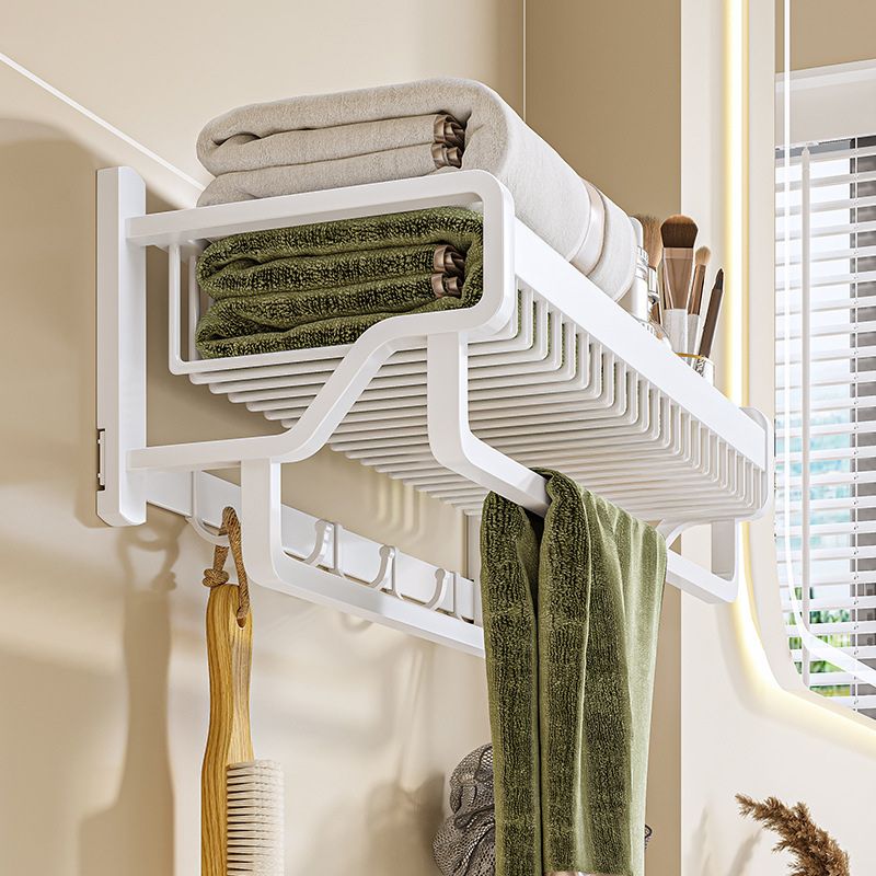 Lisslune | Modern Bathroom Accessories Set in White with Bath Shelf/Towel Bar/Bath Towel Hooks